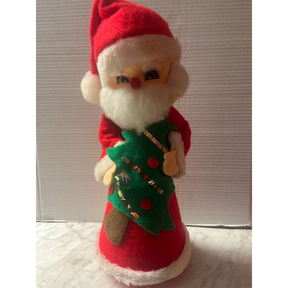 Vintage Trim A Home Rotating Musical Santa Kmart 1970s Jingle Bells 16" Felt